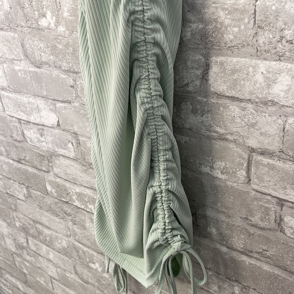 Zaful Ribbed Ruched Tie Dress - Picture 2 of 8